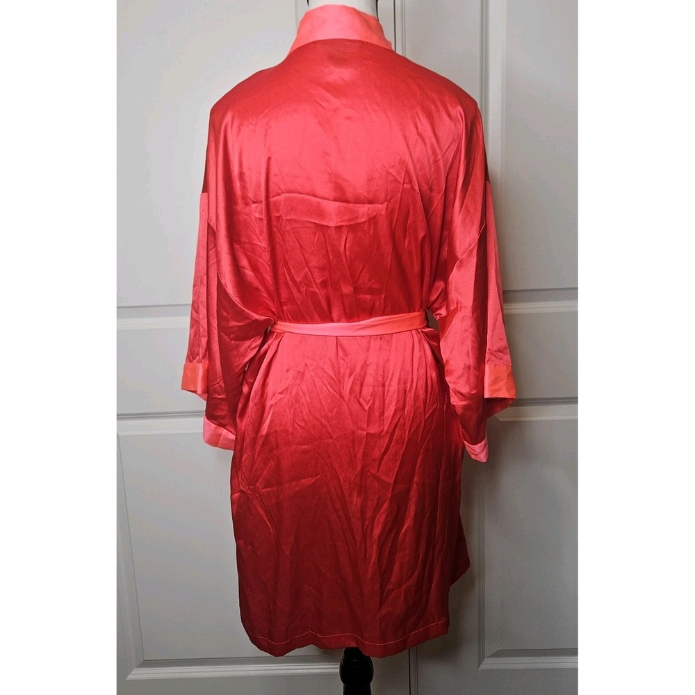 Victorias Secret Satin Kimono Robe‎ XS Pink With Orange Short Mini - Picture 3 of 5